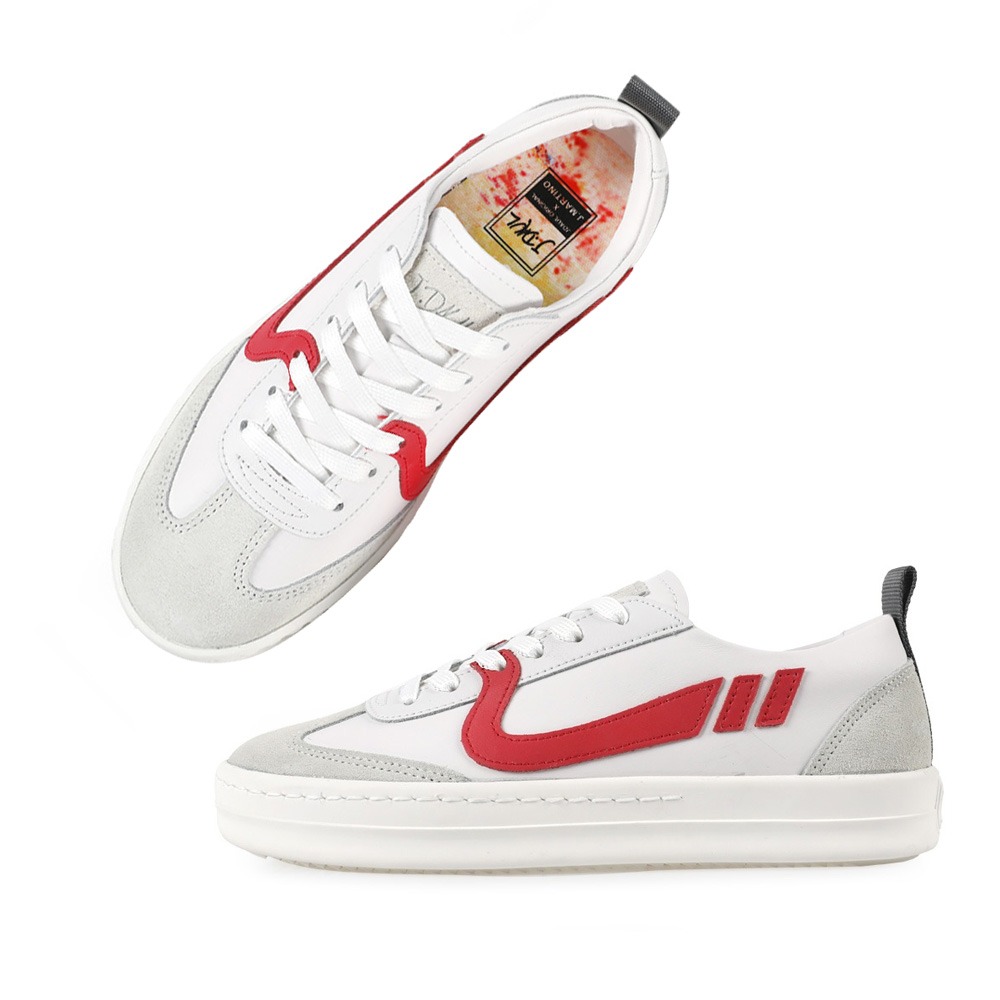J.Dawl Sneakers Cowhide SneakersCorny Plain White Red JD00