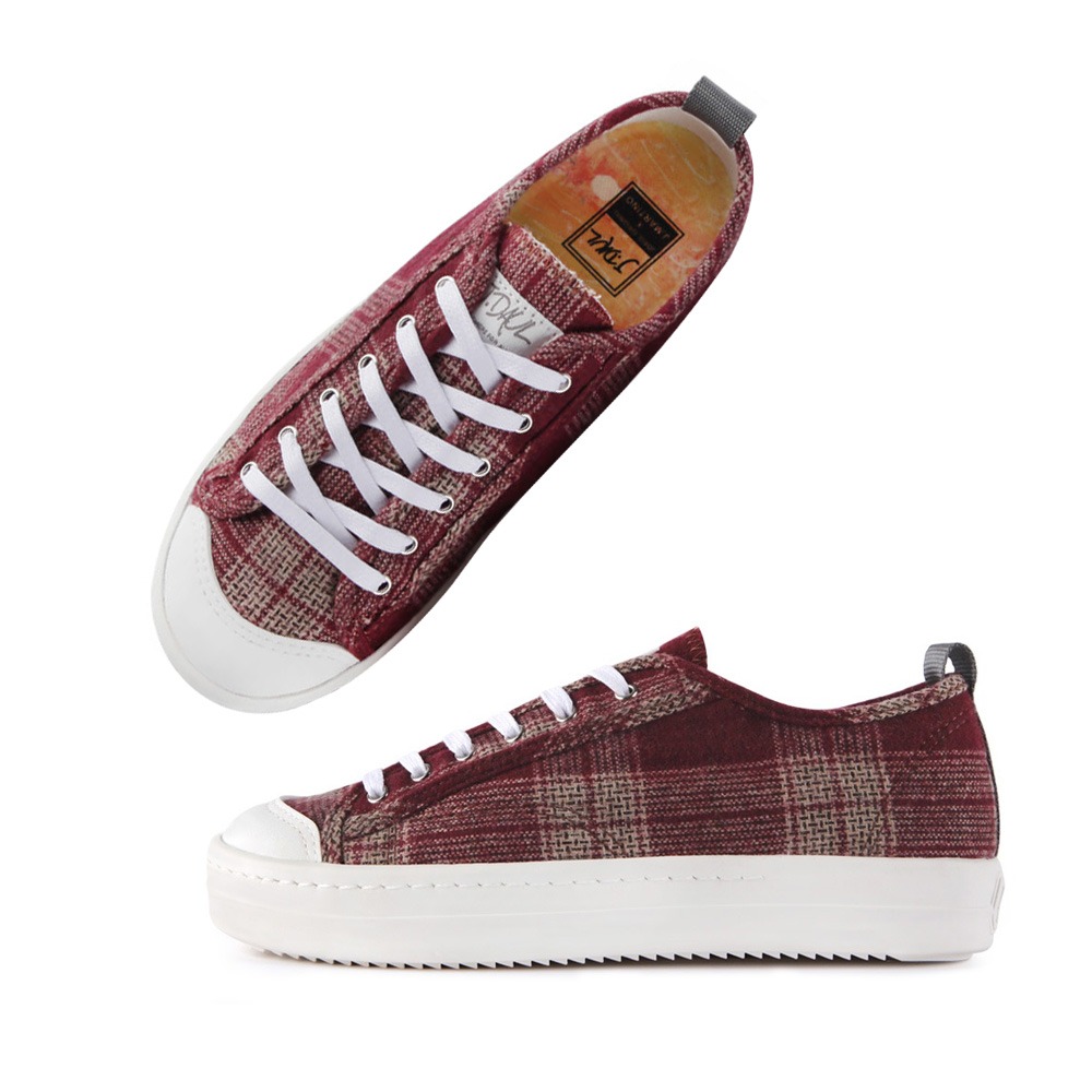 J. DOWL Sneakers Canvas Shoes SneakersSpurve Original Checked Burgundy JD00